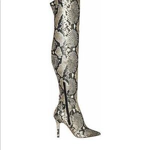 ALDO Thadonna Over-the-Knee Snakeprint High Heel Boots - Size 5 / 35